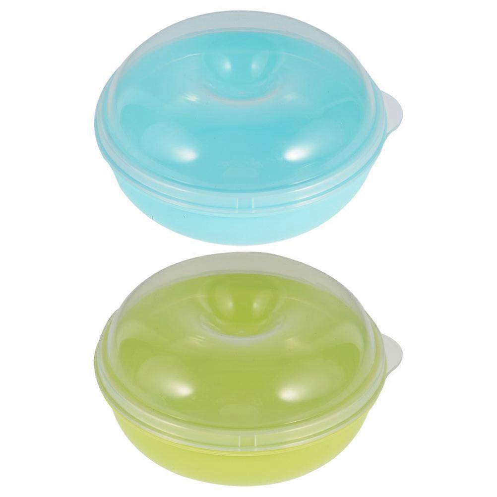 Doughnut Boxes Bread Storage Container for Food 2Pcs Microwaveable Plastic