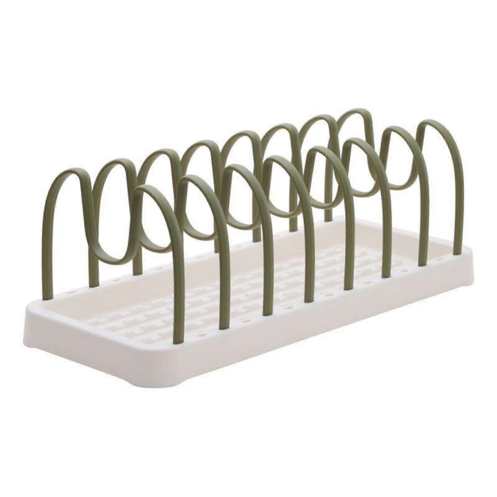 Kitchen Dish Drying Rack MShaped Detachable Countertop Plate and Tableware Organizer Olive Green