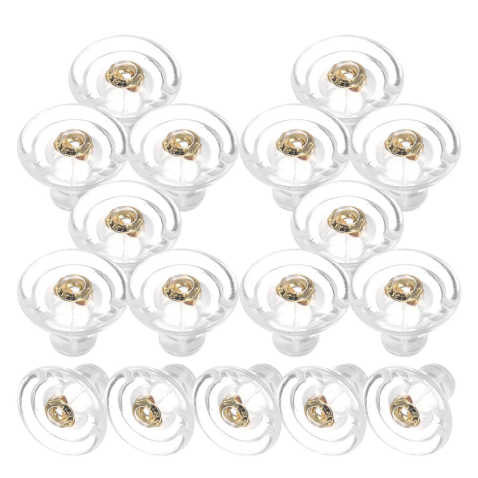 Locking Silicone Earring Backs for Studs 25Pcs Transparent Safety Stoppers