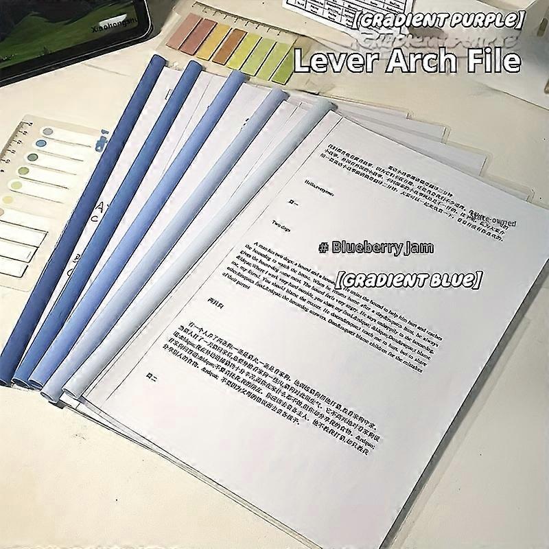 10PCS/Pack A4 Gradient Pull Rod Clip, Transparent Large Capacity Lever Clip, Student Document Storage Binder with Pull Rod