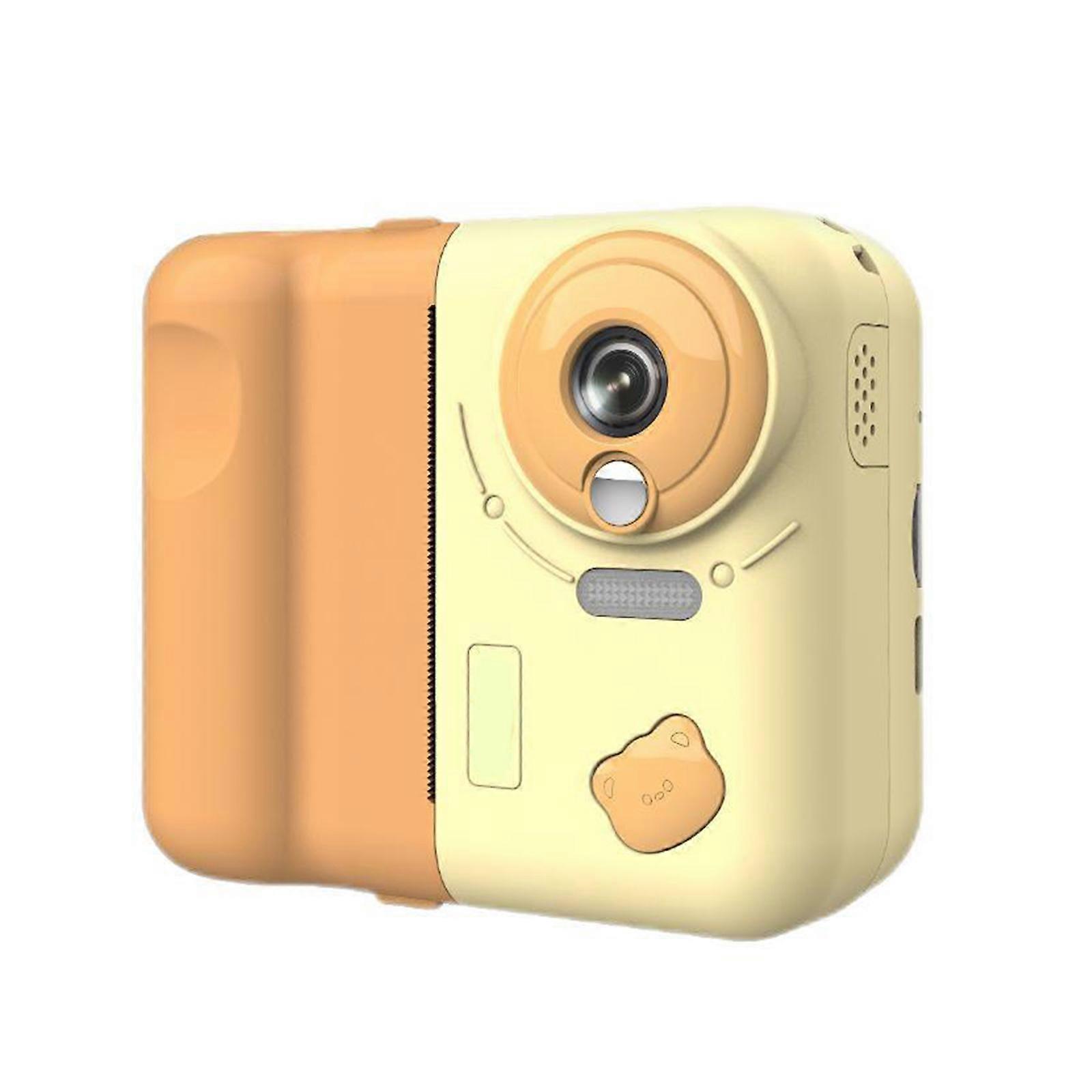 Digital Instantly Print Camera 1080P Video Capability Heat Printer MP3 Player Function Rechargeable Power Child Camera  Yellow