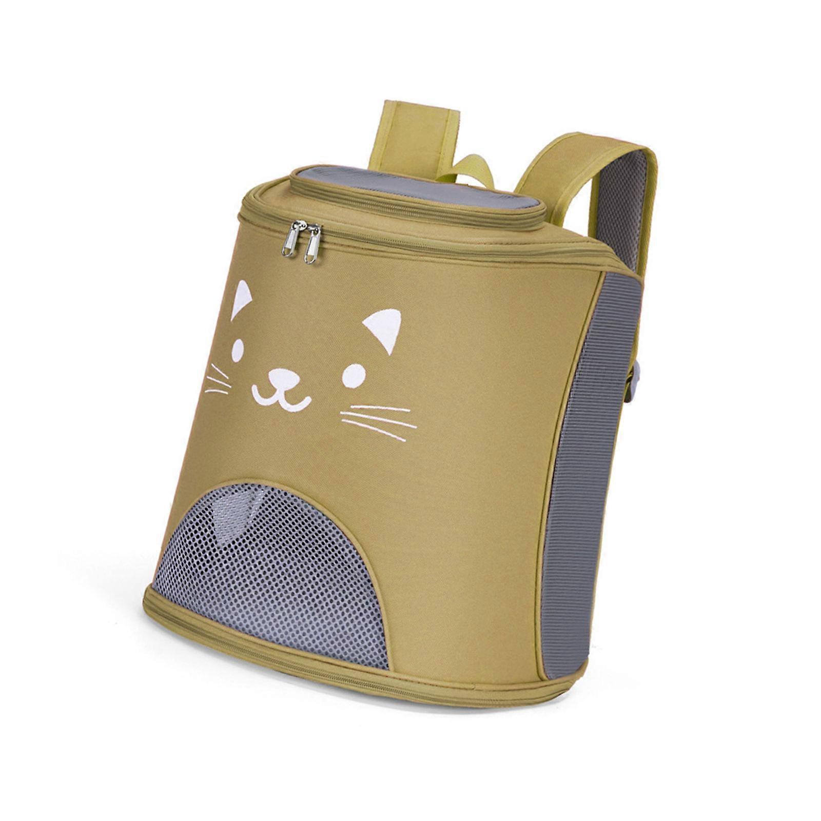 Foldable Pet Travel Carriers with Comfortable Strap Large Capacity Breathable Net Shoulder Bag for Small Dog and Cats  Yellow