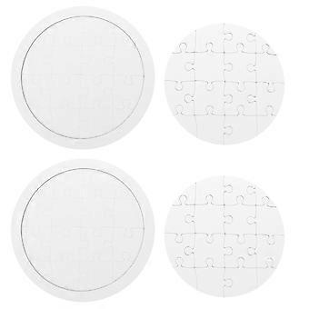 Blank Coloring Puzzles Round Puzzle Pieces for DIY 4Sets Paperboard Kids