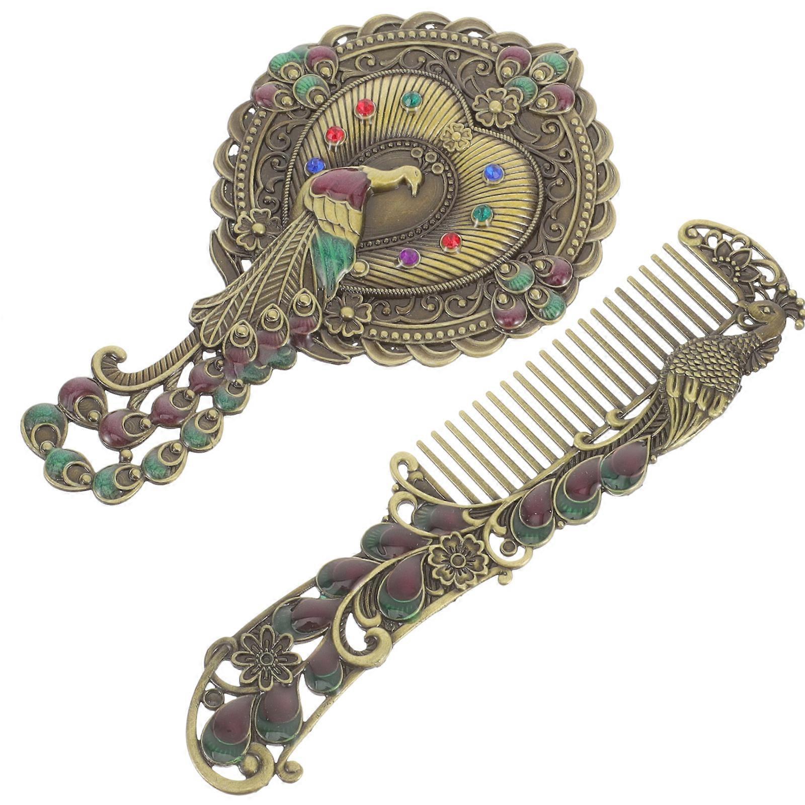 Compact Vintage Handheld Mirror for Makeup Use 3Sets Metal Mirrors