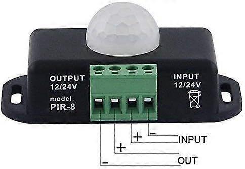 12V/24V LED Infrared Motion Sensor Dimmer Switch Motion Function Automatic Controller for LED Strip Lights  Black