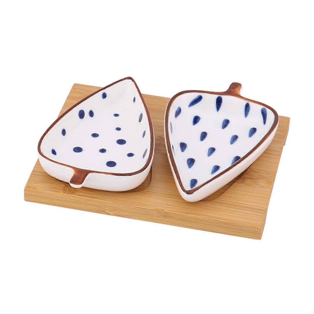 Ceramic Divided Plate with Sauce Compartments, Fruit Salad Serving Tray for Kitchen and Restaurant
