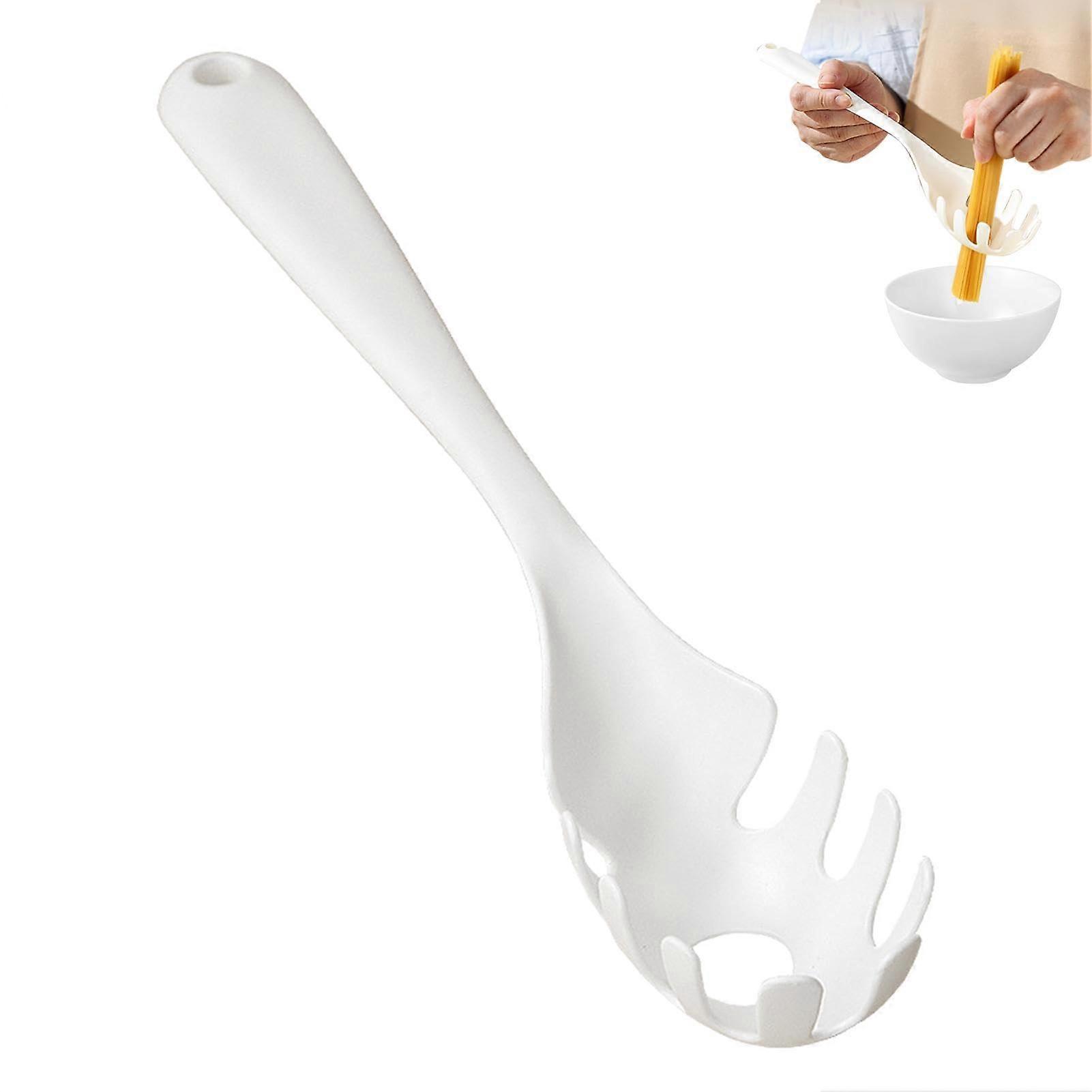 Heat Resistant Long Handle Spaghetti Spoon Pasta Server with Toothed Edges for Easy Serving