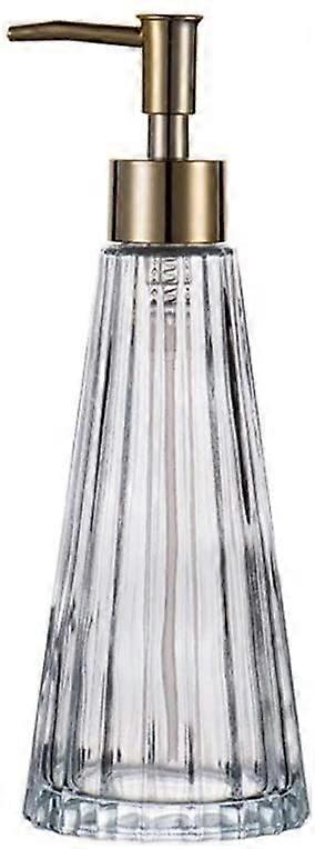Glass Soap Dispenser with Chrome Pump, 300ml Refillable Bottle for Bathroom and Kitchen Use
