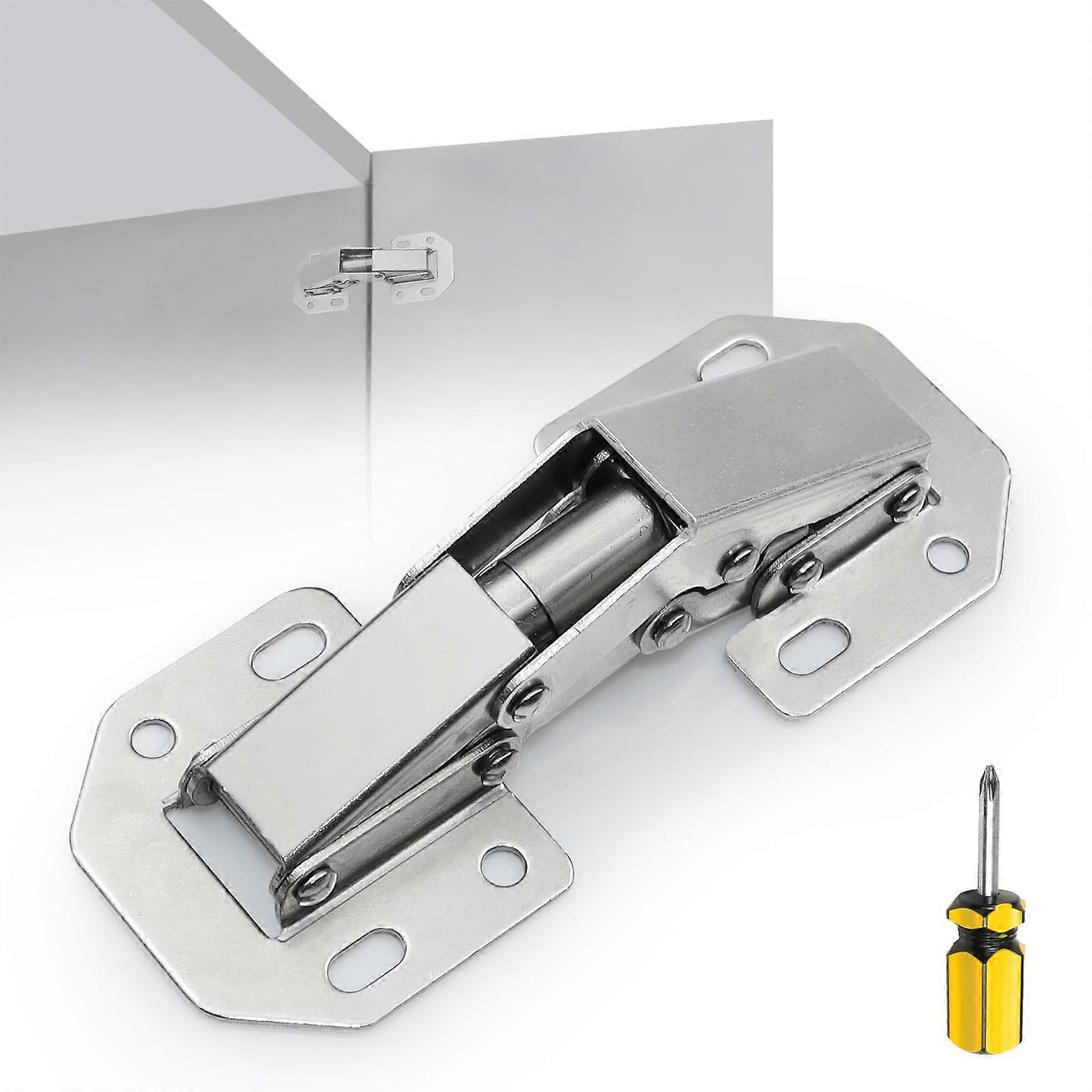 2Pack Hidden Cabinet Hinges 90° Surface Mount for Frameless Doors, RustResistant SelfClosing