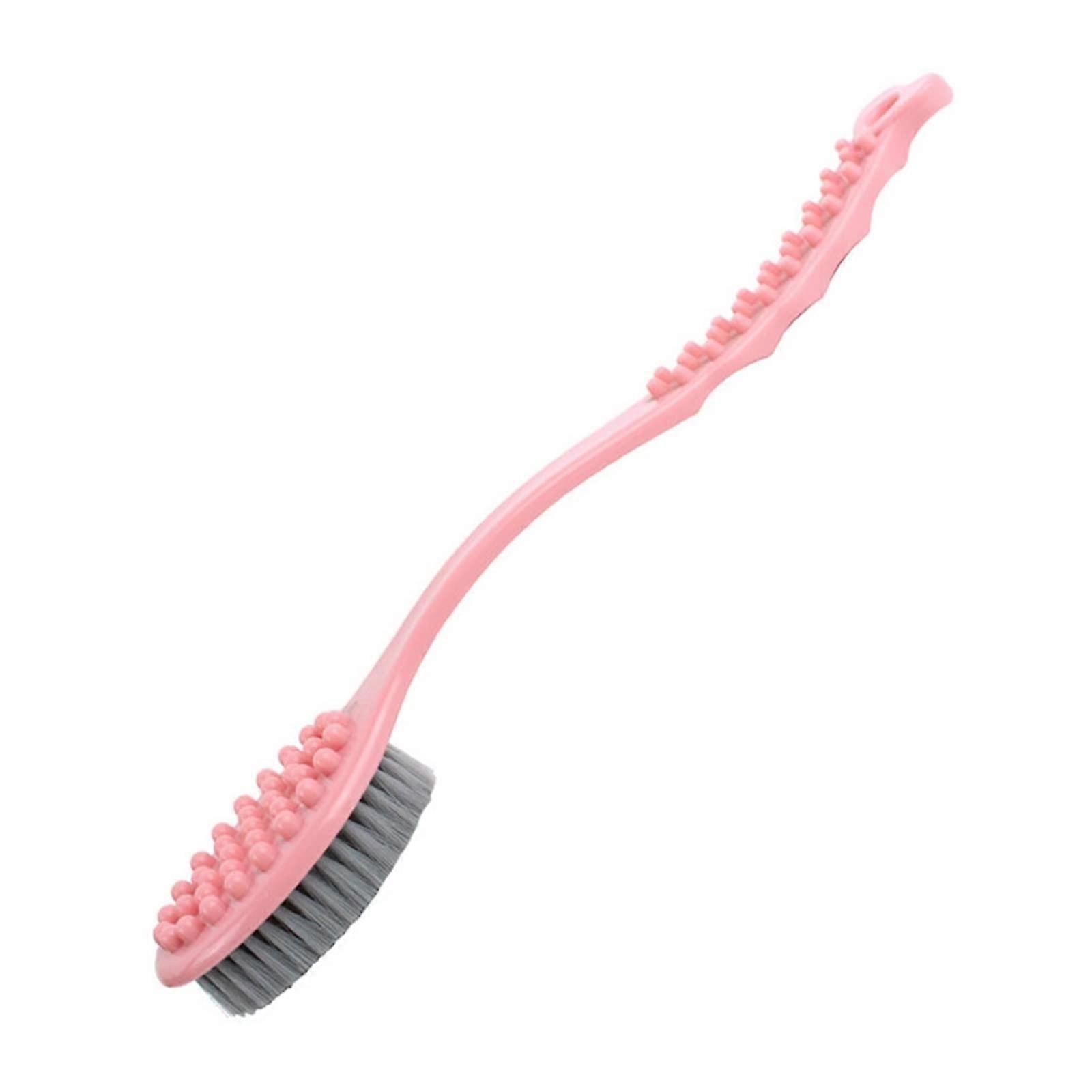 Bath Brush with Long Handle Back Scrubber, Soft Bristles Dry Brushing Body Brush, Pink