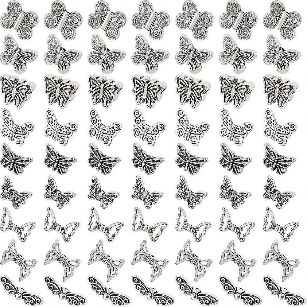 Tibetan style Alloy Beads Butterfly Silver Beads: 72pcs/box
