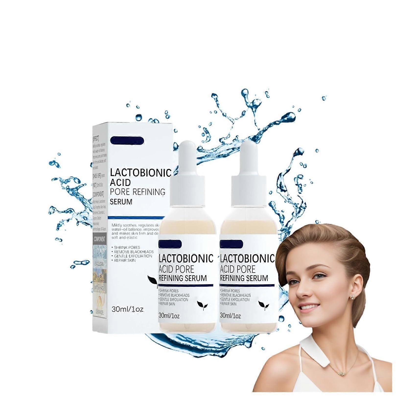 Pore Minimizer Serum 30ml Lactobionic Acid Face Serum AntiOxidation Alcohol  Essence 2pcs