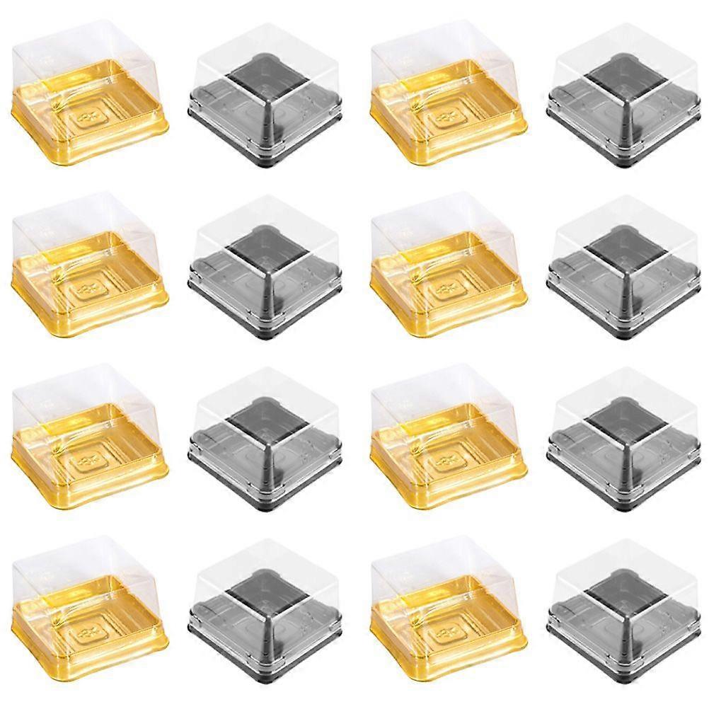 100 Pcs Convenient Moon Cake Boxes Square Packaging Boxes (Golden Black)