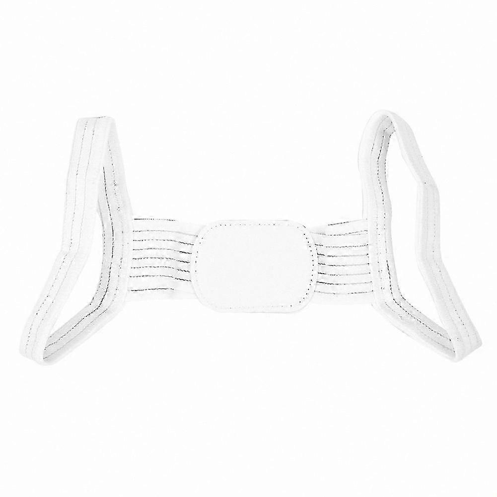 Breathable posture corrector with adjustable shoulder and back support straps, white