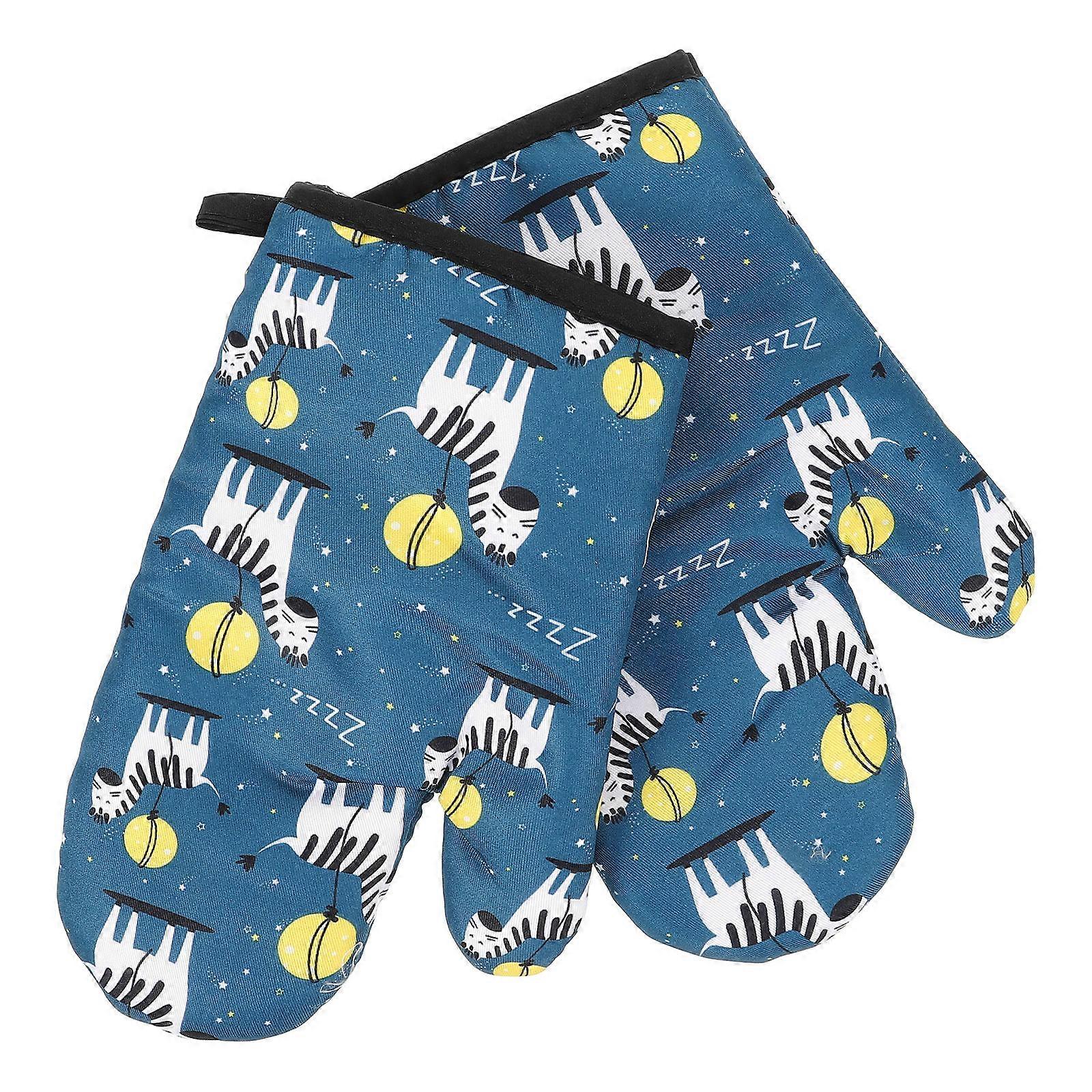 Heat Resistant Oven Mitt for Baking 2Pcs Cotton Kitchen Gloves