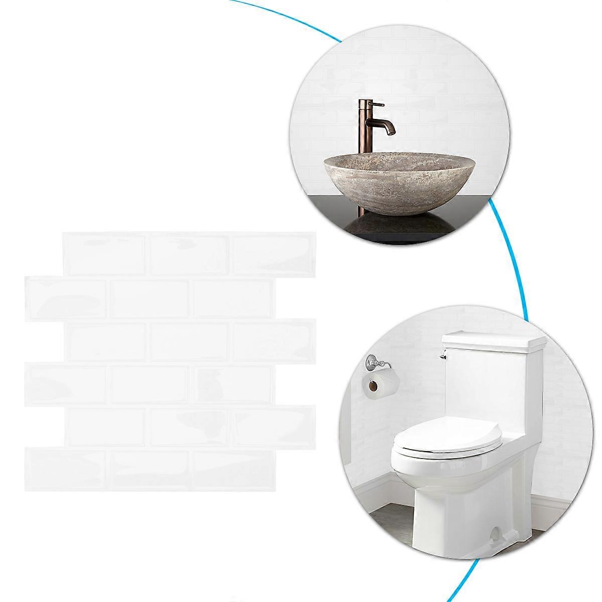 Self Adhesive Wall Tile Removable Waterproof Peel and Stick Backsplash White