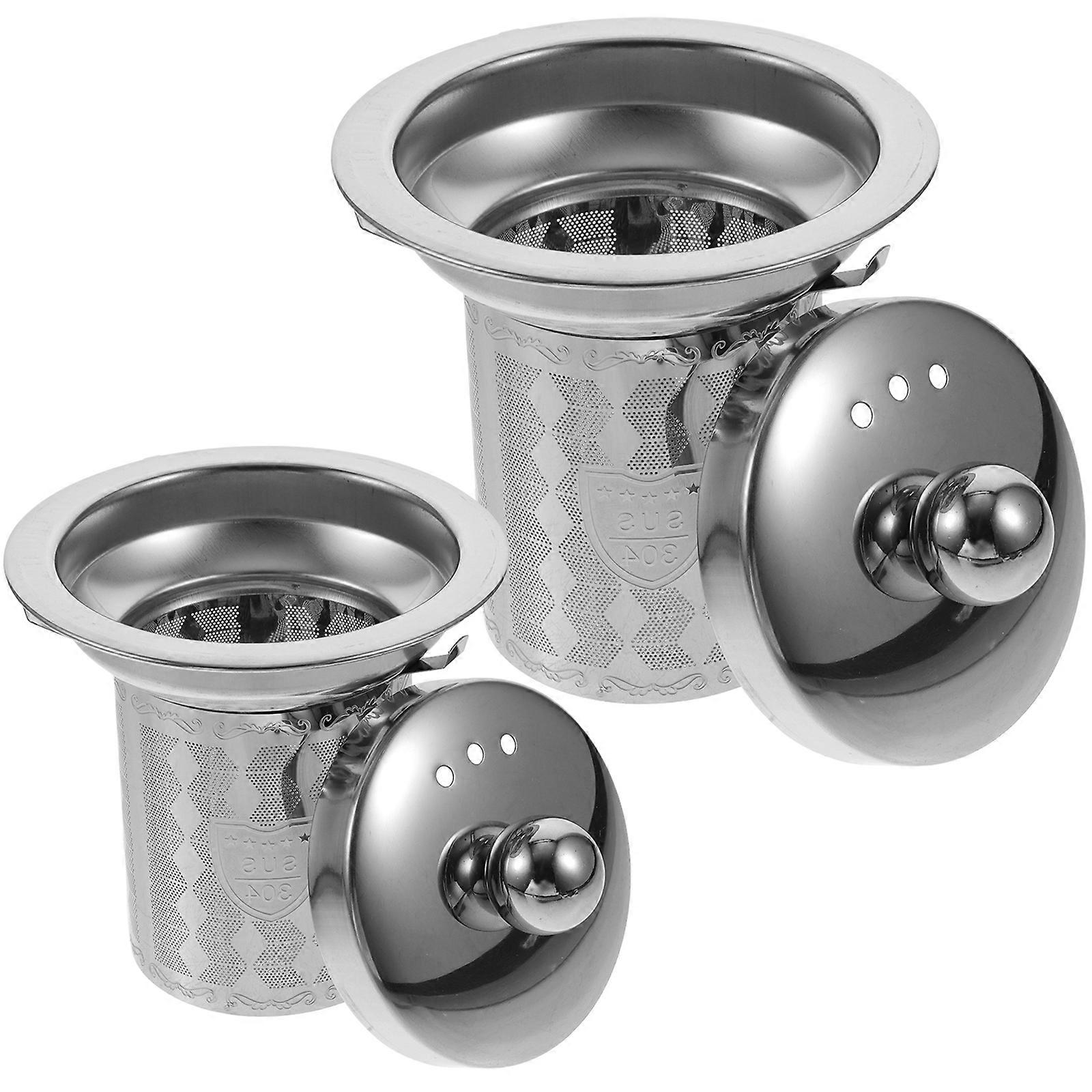 Lidded Tea Strainer Insert Fine Mesh Stainless Steel Home Use 2Set