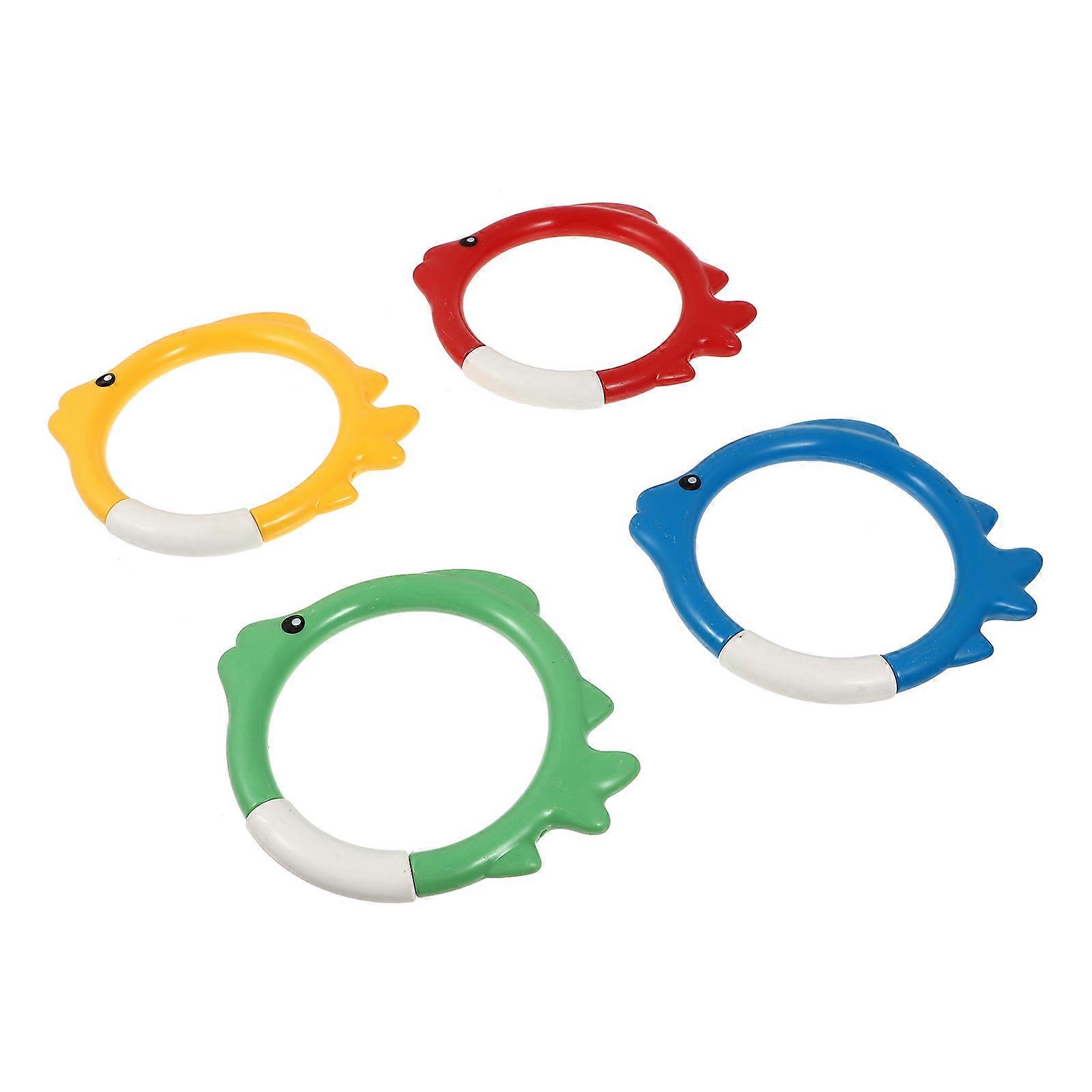 Underwater Diving Ring Toy Plastic Swimming Pool 4Pcs Set