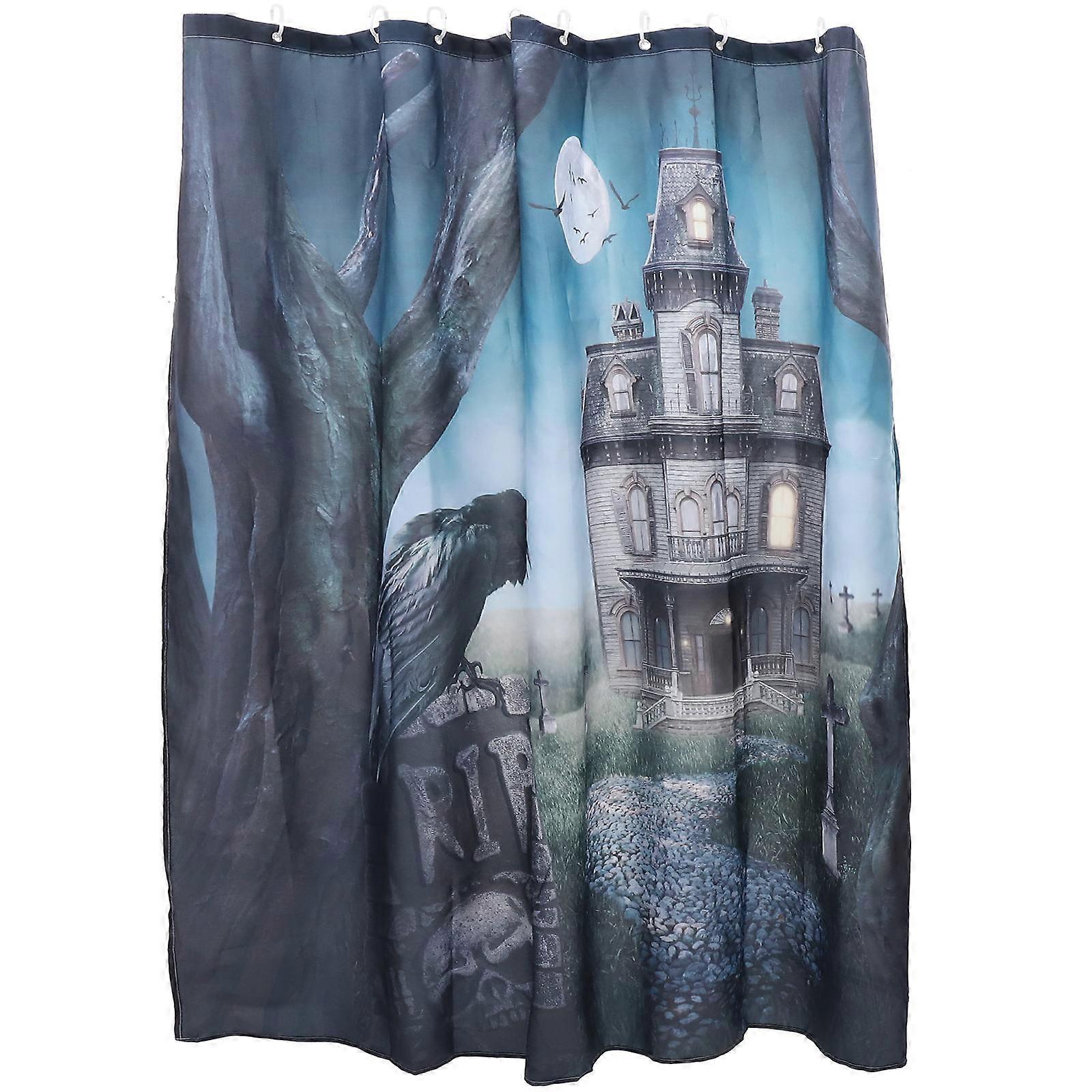Haunted House Halloween Shower Curtain Waterproof Polyester 4Pcs