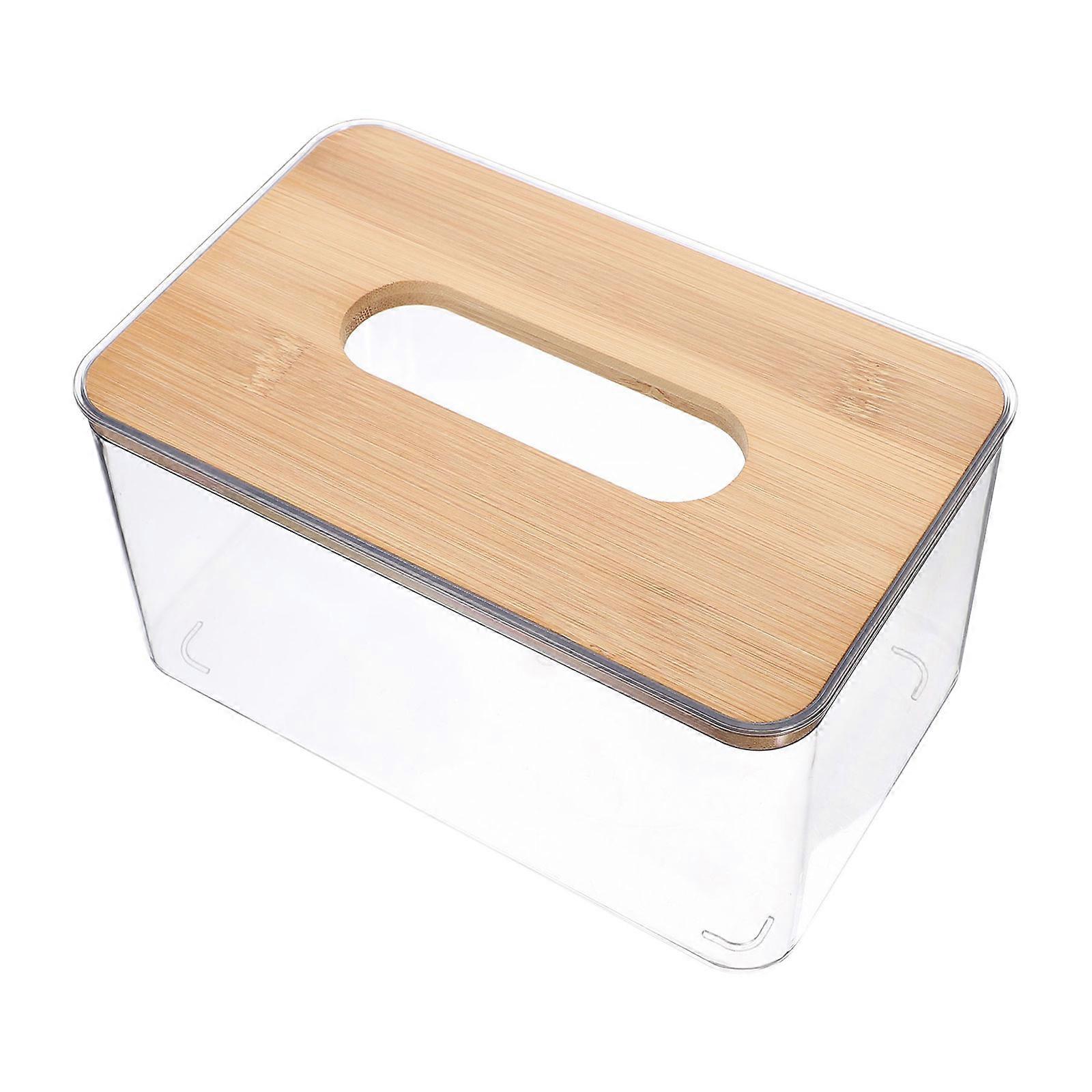 Beige Tissue Cube Box Cover for Storage Use Desktop Tissue Box Holder