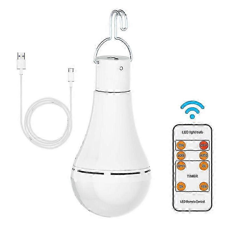USB Rechargeable LED Bulb with Remote Control 7W E27 Dimmable Camping Light