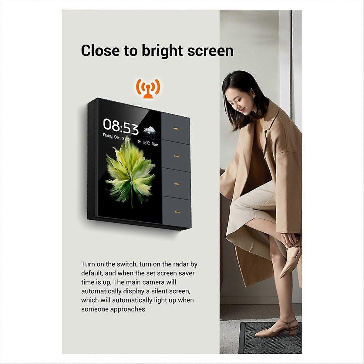 Smart Wall Switch Touch Screen 4 Groups Switch Curtain Tuya Zigbee A
