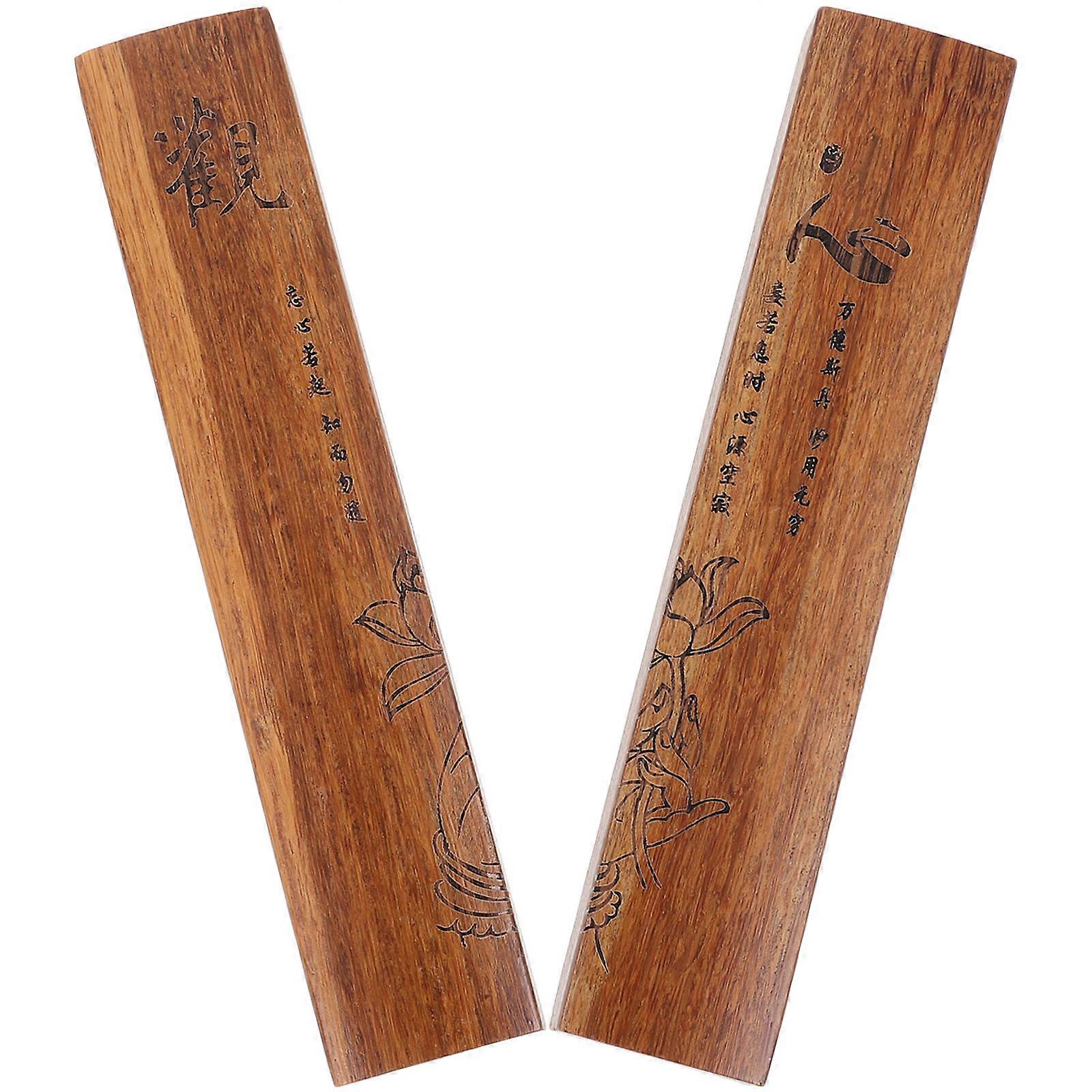 Calligraphy Paper Weight Wood for Writing Practice 6Pcs Brown Rectangular