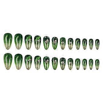 Green Forest Mushroom Press On Nails Removable False Nail Patches