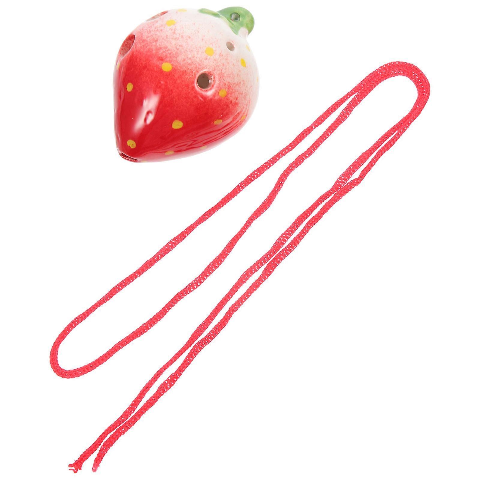 Red Ceramic Strawberry Shaped Ocarina Instrument for Beginner Practice