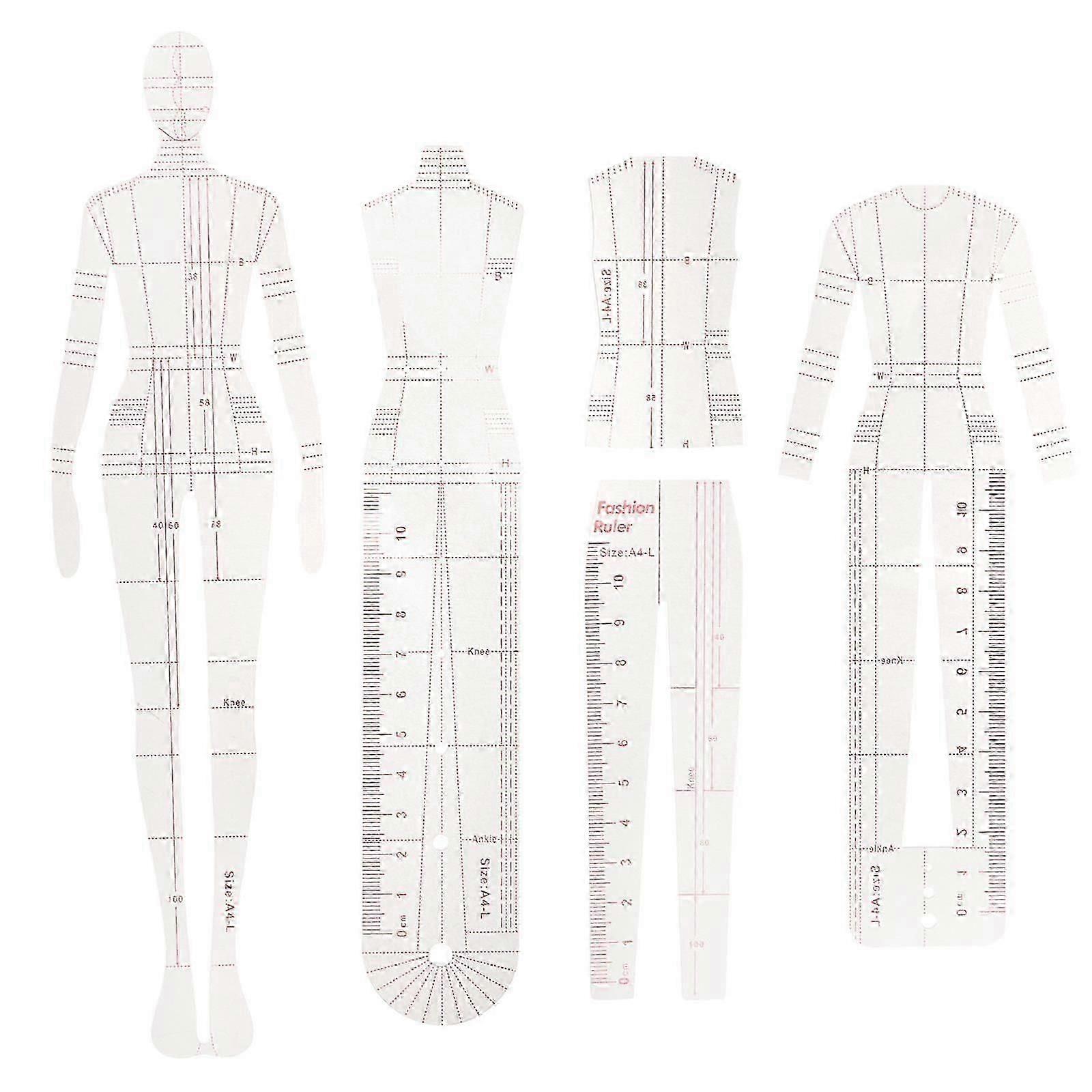 Assorted Color Quilting Ruler for Sewing Acrylic Patchwork Template 5Pcs