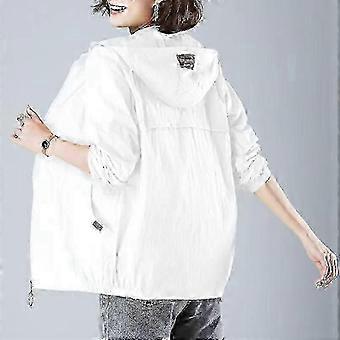 Women Jacket Thin Coat Casual Long Sleeve Hooded Jacket Female Windbreaker Sunscreen Jacket Outwear-Goodh