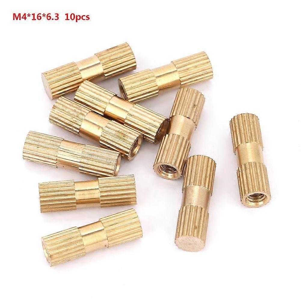 M4 Blind Hole Single Pass Brass Insert Embedded Knurled Nut (M4*16*6.3 10pcs)