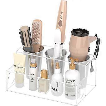 Hair Dryer Holder Hair Tools Organizer, Clear Acrylic Hair Dryer and Hairdressing Organizer, Bathroom Countertop Hair Dryer Holder, Storage Rack for A