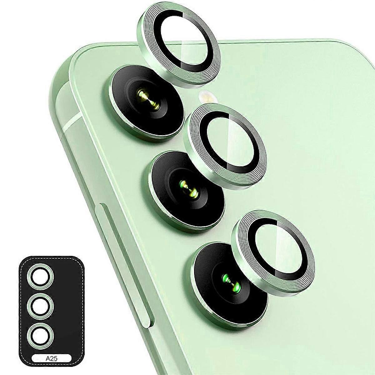 For Samsung Galaxy A25 5G Aluminum Ring Camera + H9 Tempered Glass Film