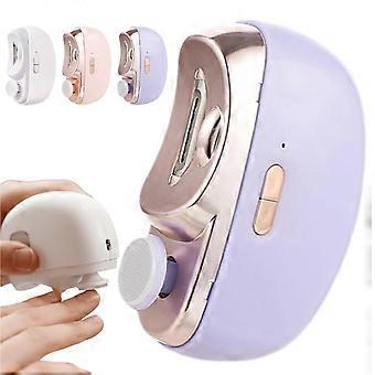 Electric Nail Clipper for Adults and Seniors, Rechargeable 3 in 1 Nail Trimmer with LED Light and Low Noise (Purple)