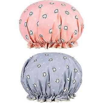 2PCS Shower Caps,Reusable Shower Hat with Elastic Bands