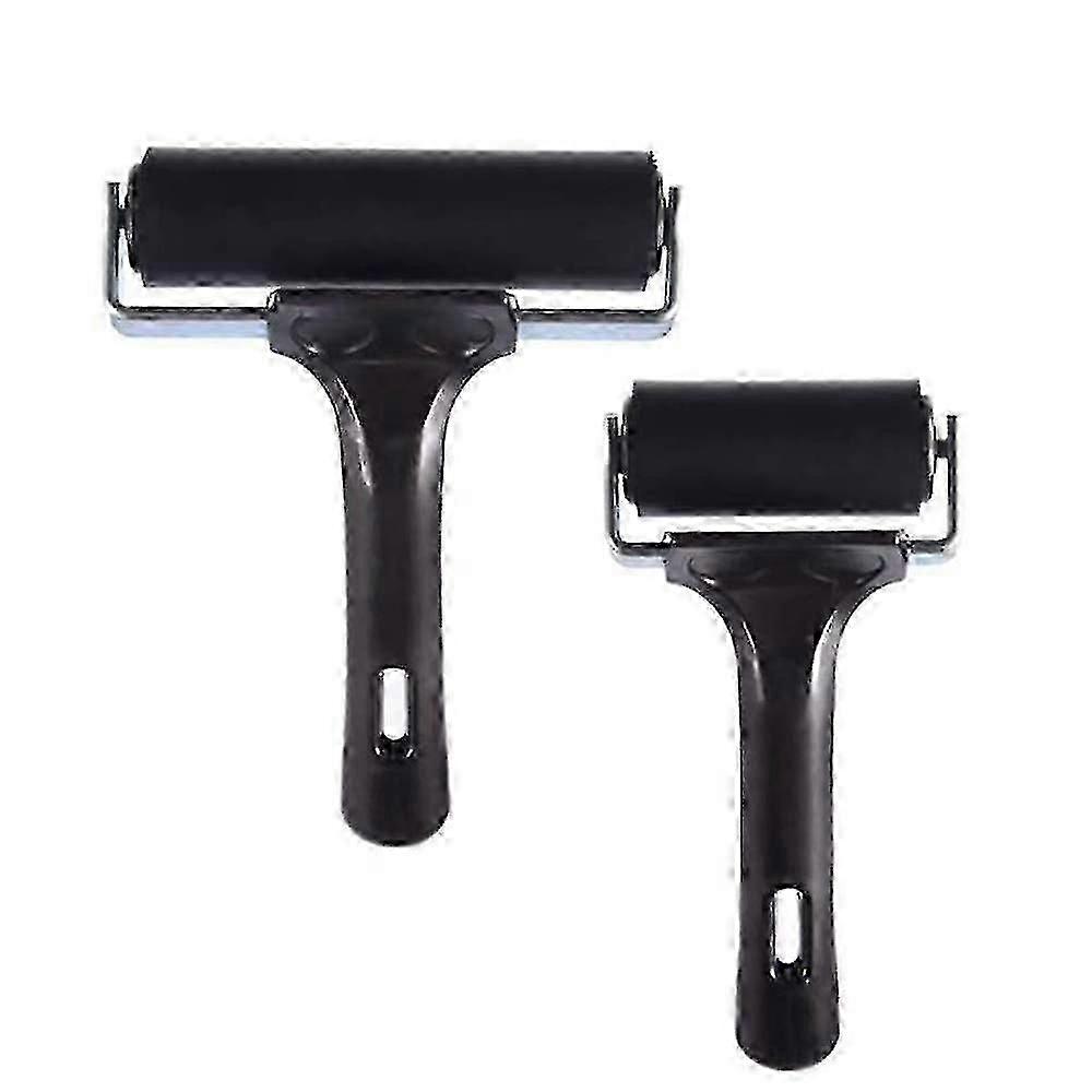 2-Piece Hard Rubber Squeegee Rollers for Printing and Craft Projects