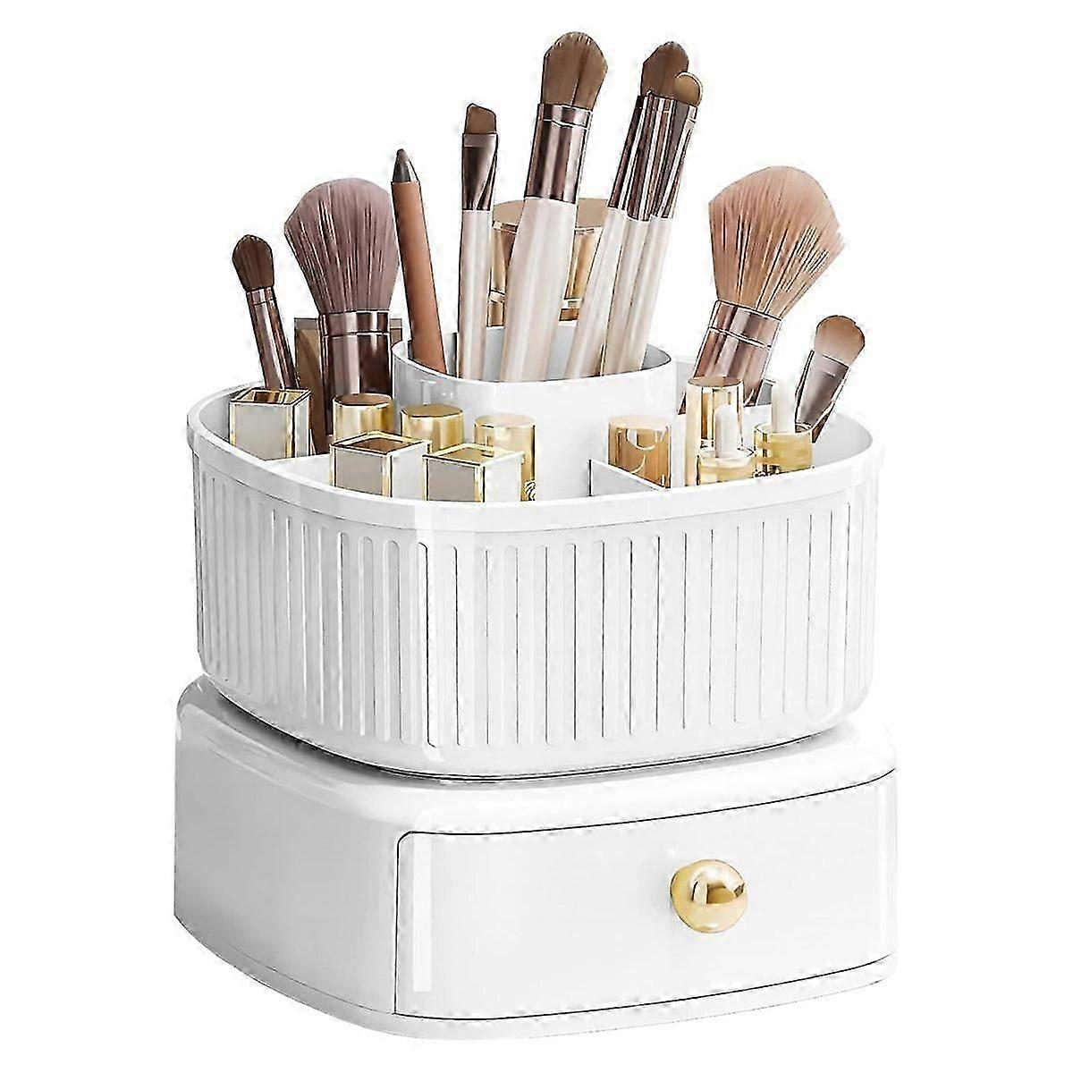 Stackable Makeup Organizer, with 360Rotating Makeup Organizer White