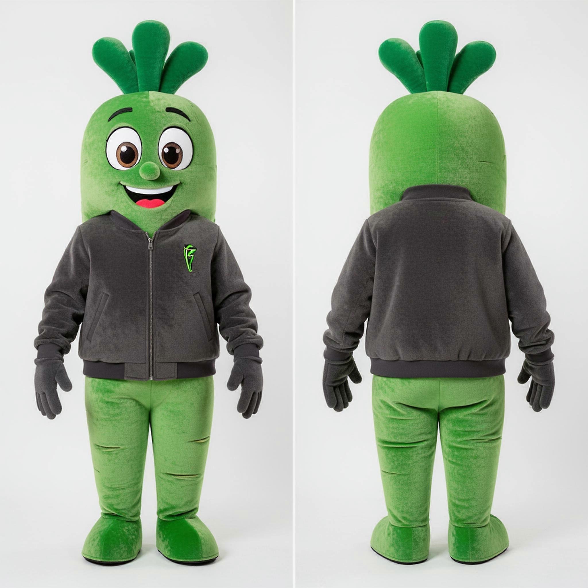 MASTICOT Vibrant Green Cheerful Carrot Mascot