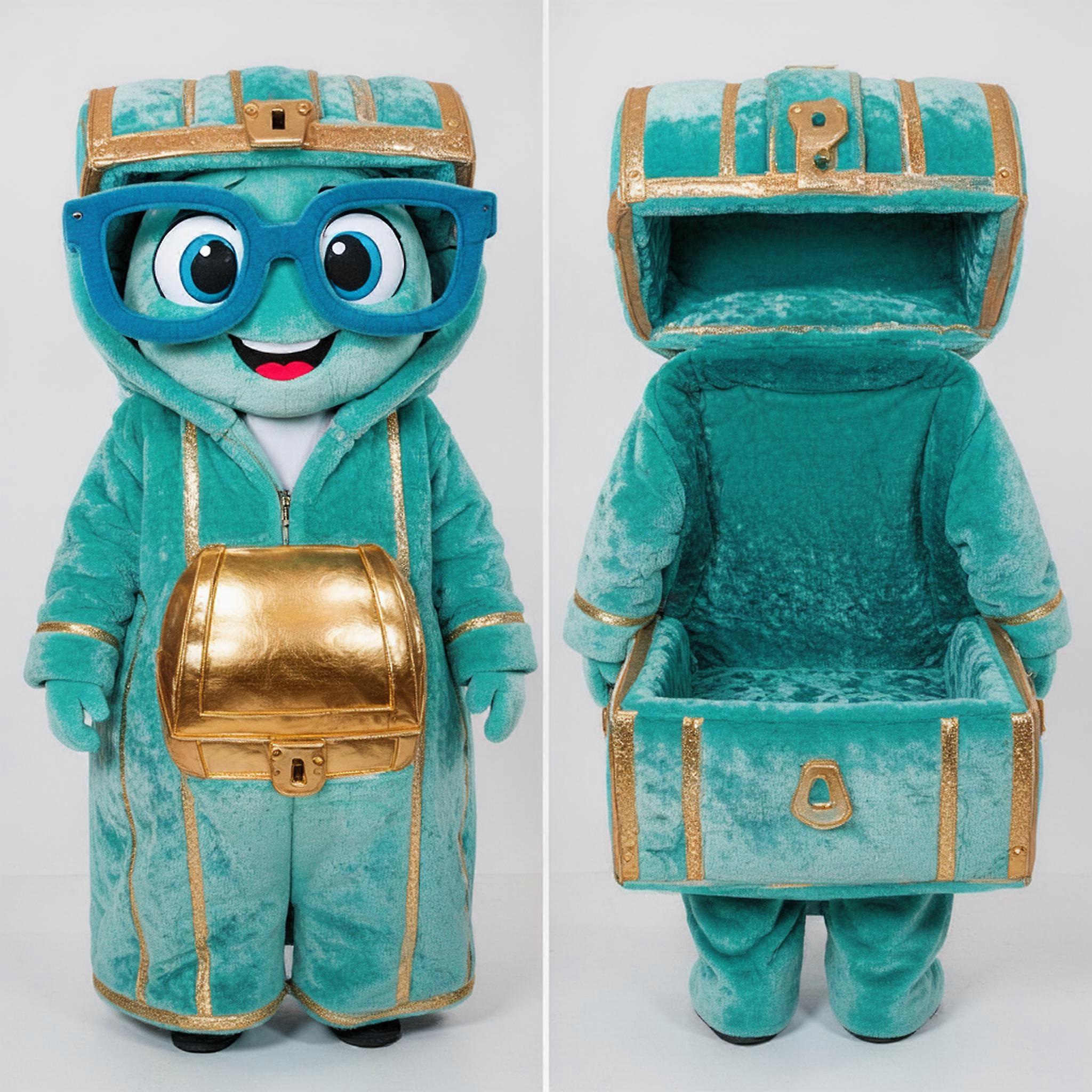 MASTICOT Turquoise Gleaming Treasure Chest Mascot