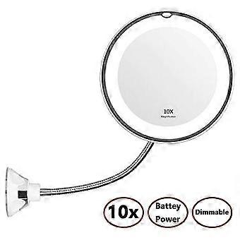 Led Illuminated Make-up Mirror, 10x Magnification, 360 Swivel