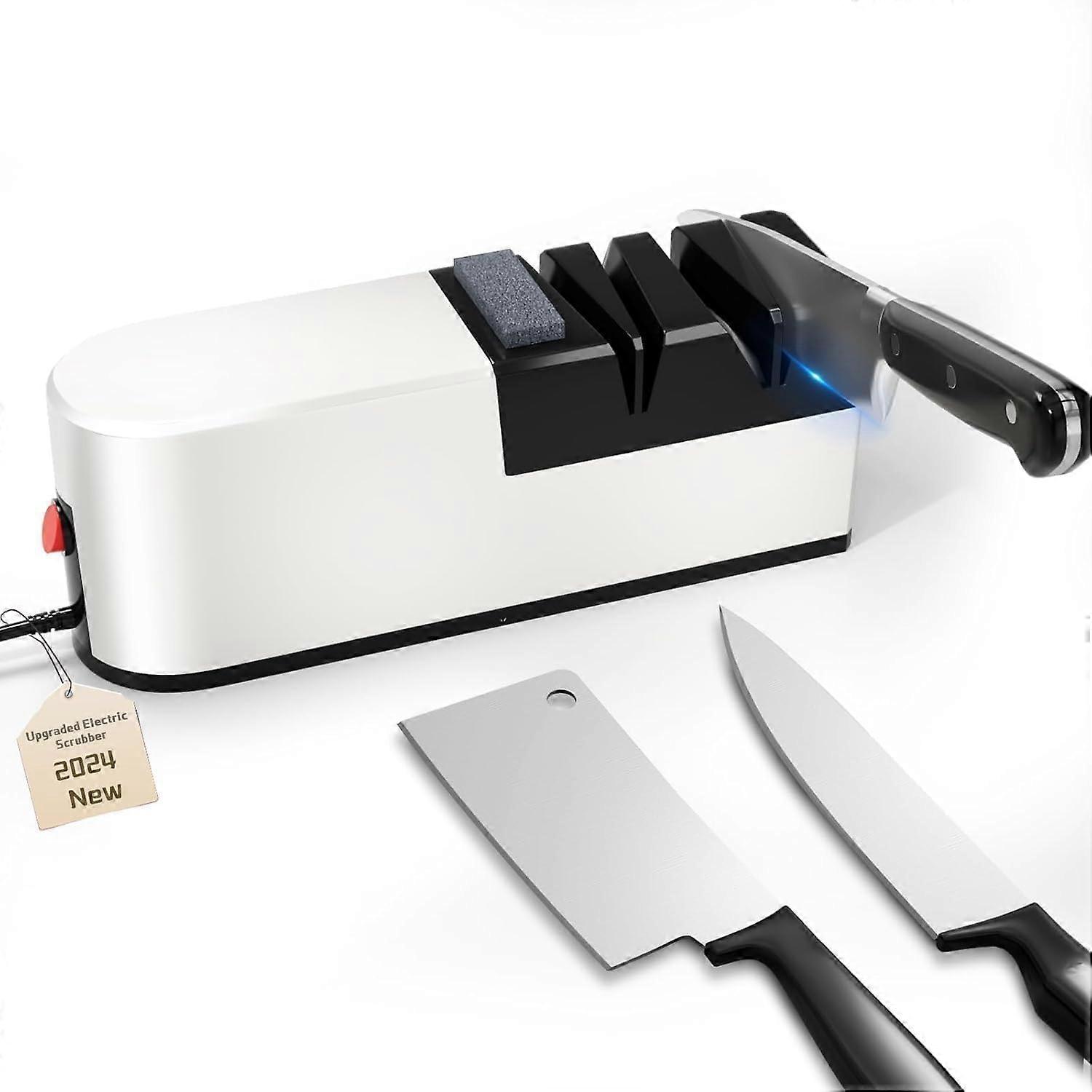 Electric knife sharpener, 5-in-1 knife sharpening system with straight