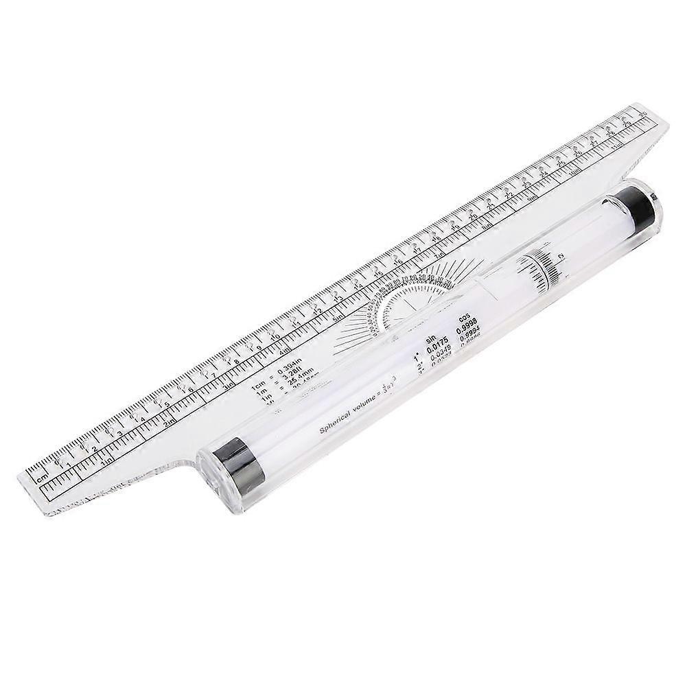 30cm 11.8in Parallel Rolling Ruler Multi Purpose Clear Drawing Glider Professional Compass Protractor