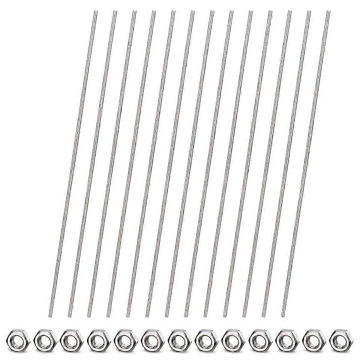 26pcs 8/32 polegadas Hastes Rosqueadas e Porcas Hexagonais, 12 polegadas Aço Inoxidável Totalmente Rosqueado Para Hastes de Estaca de Jardim com Contas