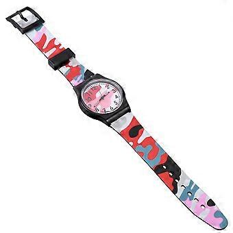 Kids Watch Camouflage Wrist Watch for Child 1Pcs Red PVC Band