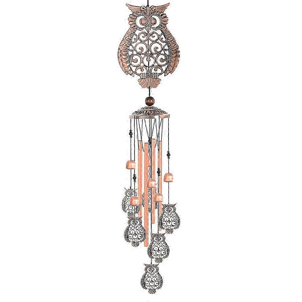 Rustic Tribal Owl Wind Chime Copper