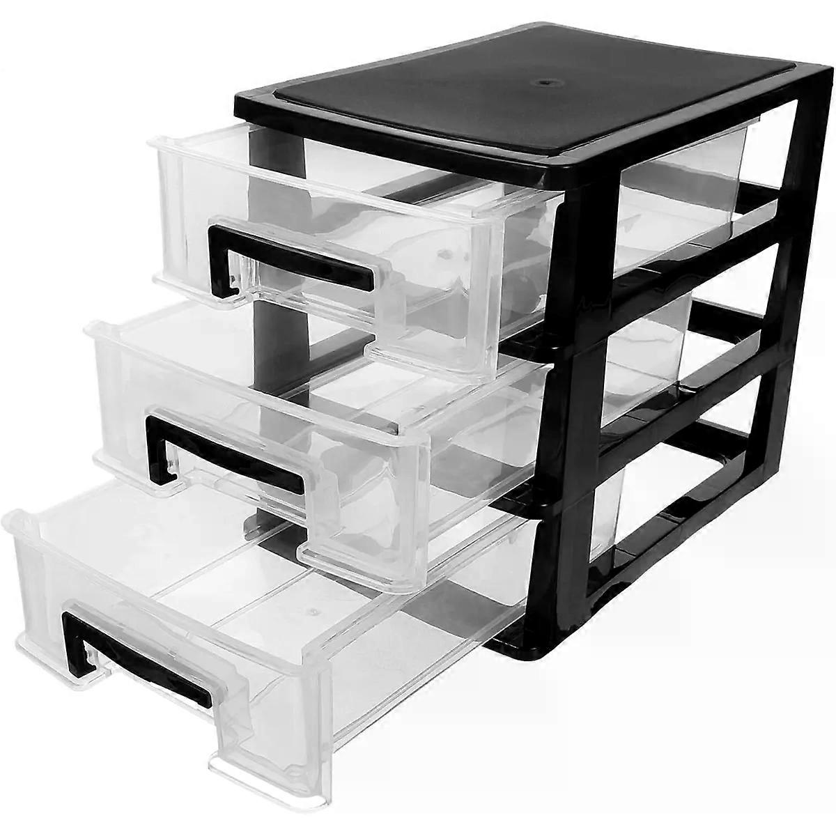 Plastic Storage Drawer Cabinet, Three Layer Portable Organizer