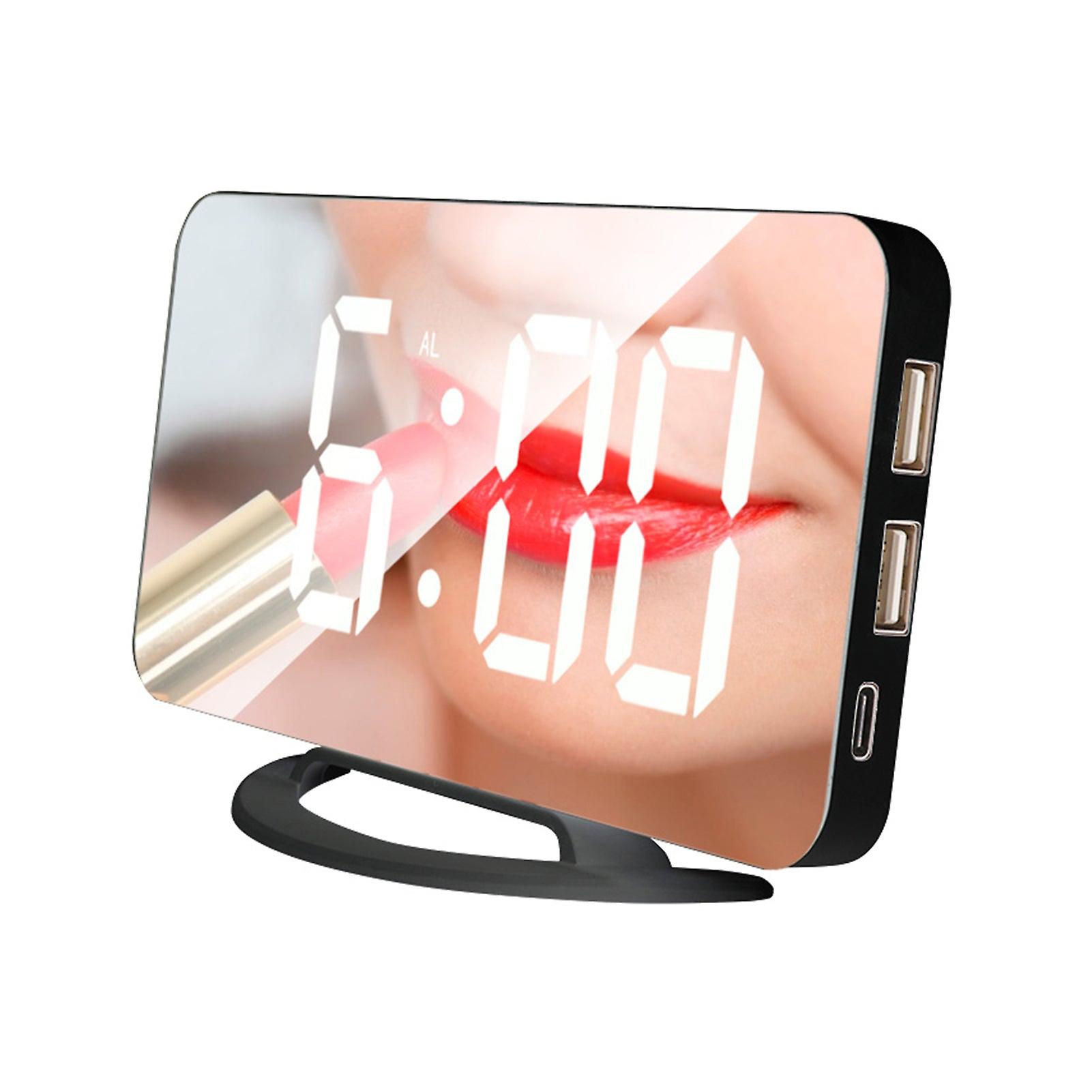Led Mirror Clock Mini Digital Alarm Clock Table Clock With Snooze Function 3 Adjustable Brightness Auto-adapt Backlight