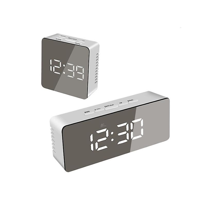 Mirror Alarm Clock Multifunctional Silent Led Digital White Alarm Clocks & Clock Radios