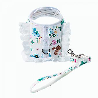 Floral Dog Harness & Leash Set Breathable Mesh No-pull Cat Puppy Harness With Leash Lace Trim Pet Harness